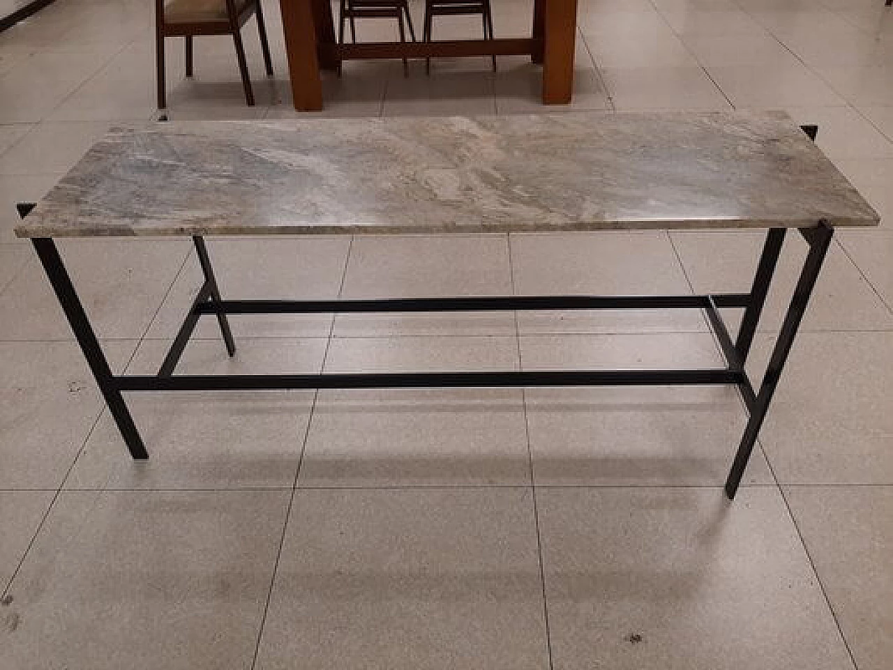 Black lacquered iron console table with marble top 12