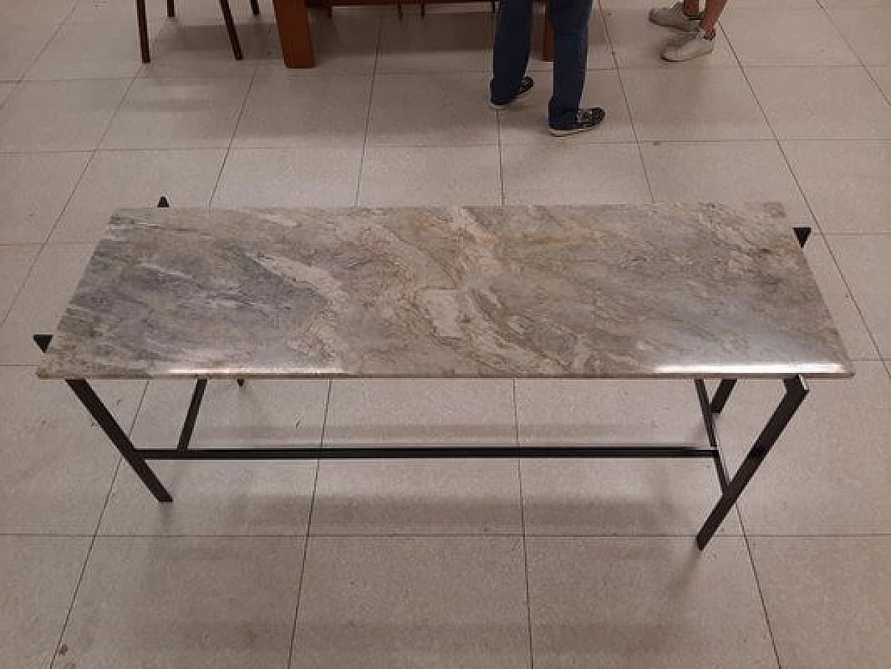 Consolle in ferro laccato nero con ripiano in marmo 14