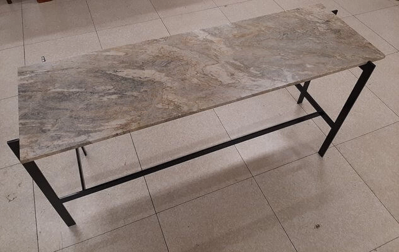 Black lacquered iron console table with marble top 16