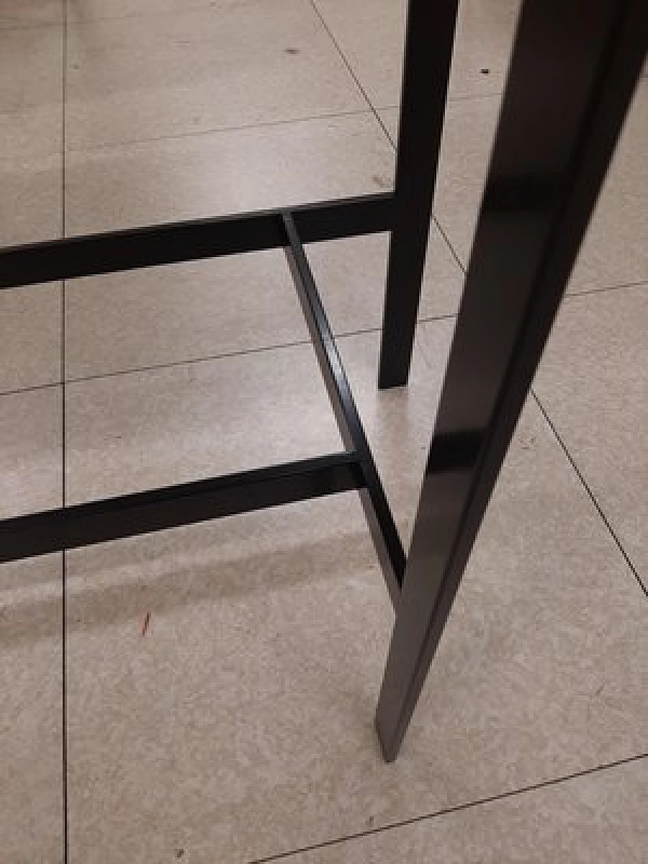 Black lacquered iron console table with marble top 17