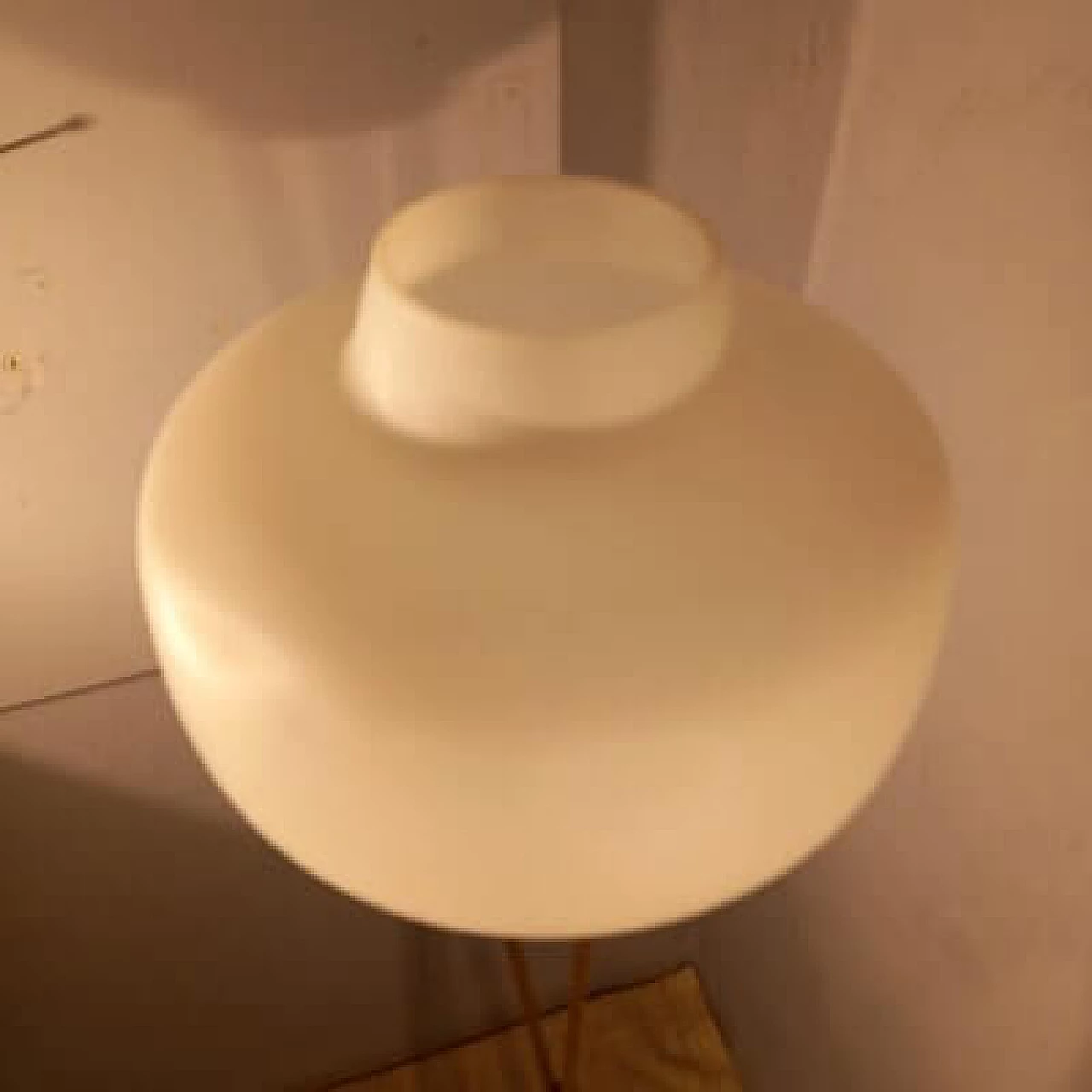 Brass and opaline glass floor lamp with white marble base by Stilnovo, 1950s 7