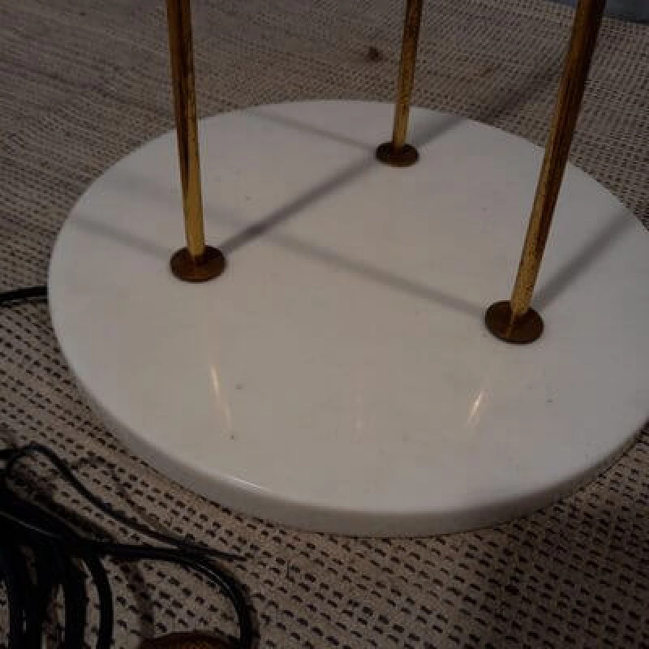 Brass and opaline glass floor lamp with white marble base by Stilnovo, 1950s 10
