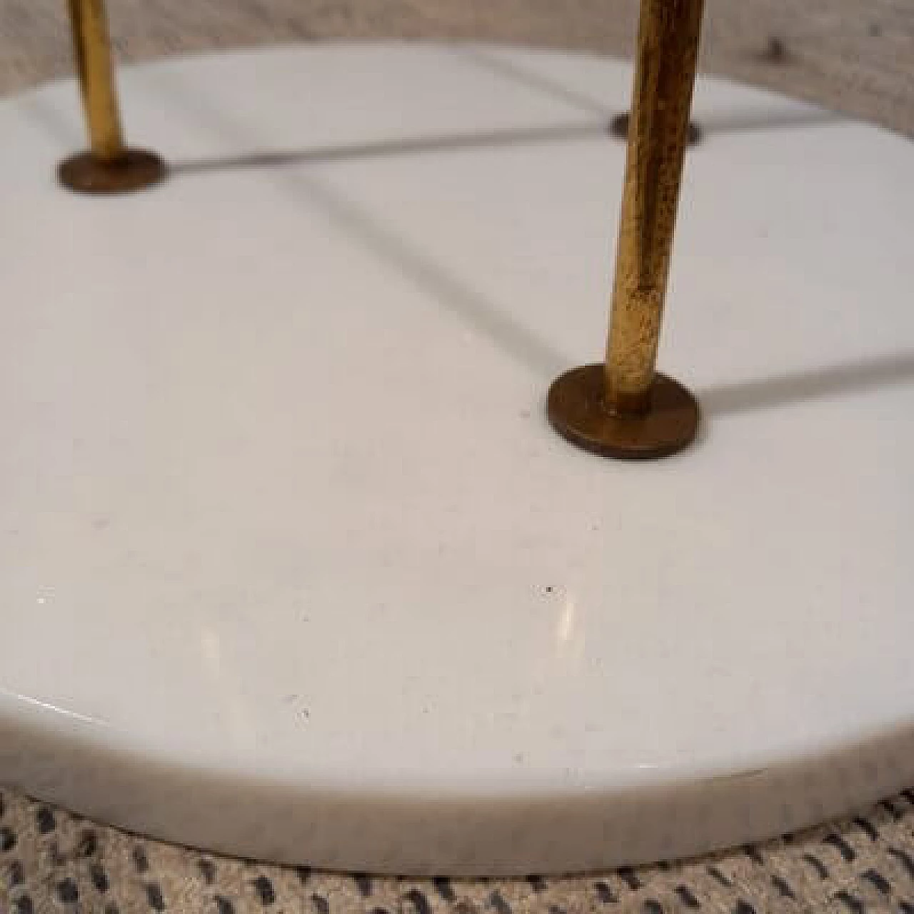 Brass and opaline glass floor lamp with white marble base by Stilnovo, 1950s 11