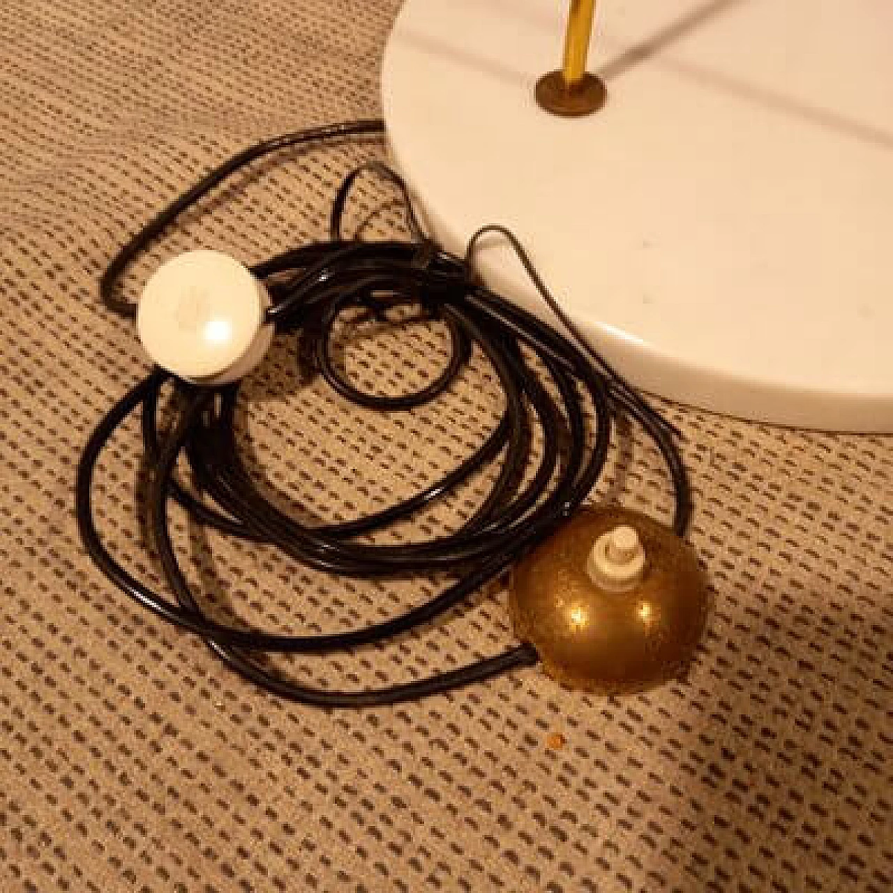 Brass and opaline glass floor lamp with white marble base by Stilnovo, 1950s 13