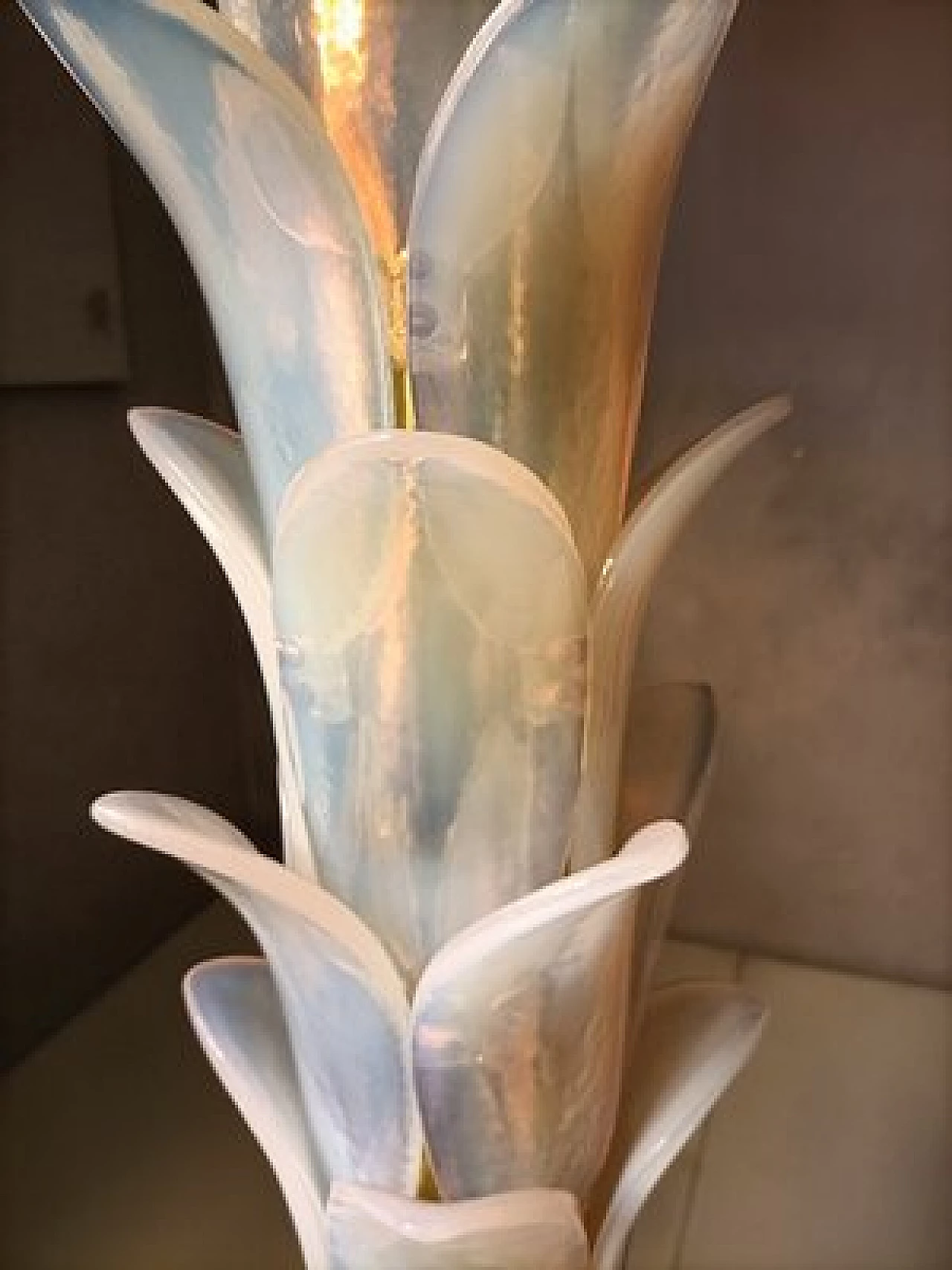 Lampada a forma di palma in ottone e vetro di Murano 8