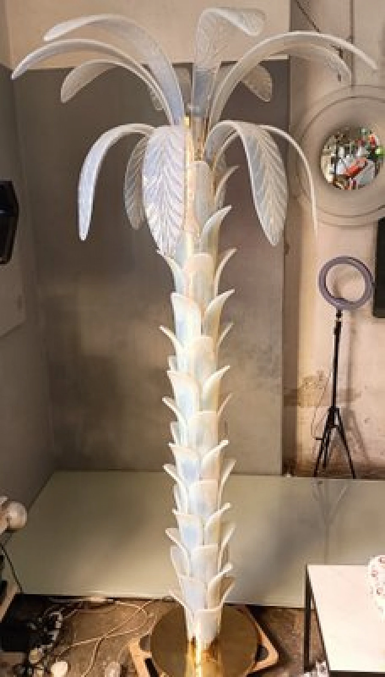 Lampada a forma di palma in ottone e vetro di Murano 9