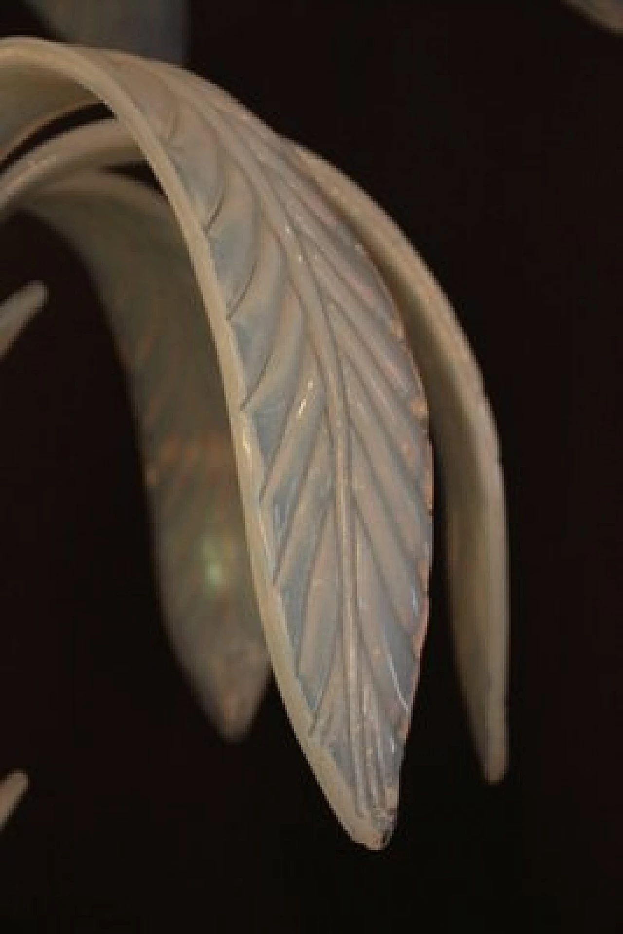 Lampada a forma di palma in ottone e vetro di Murano 11