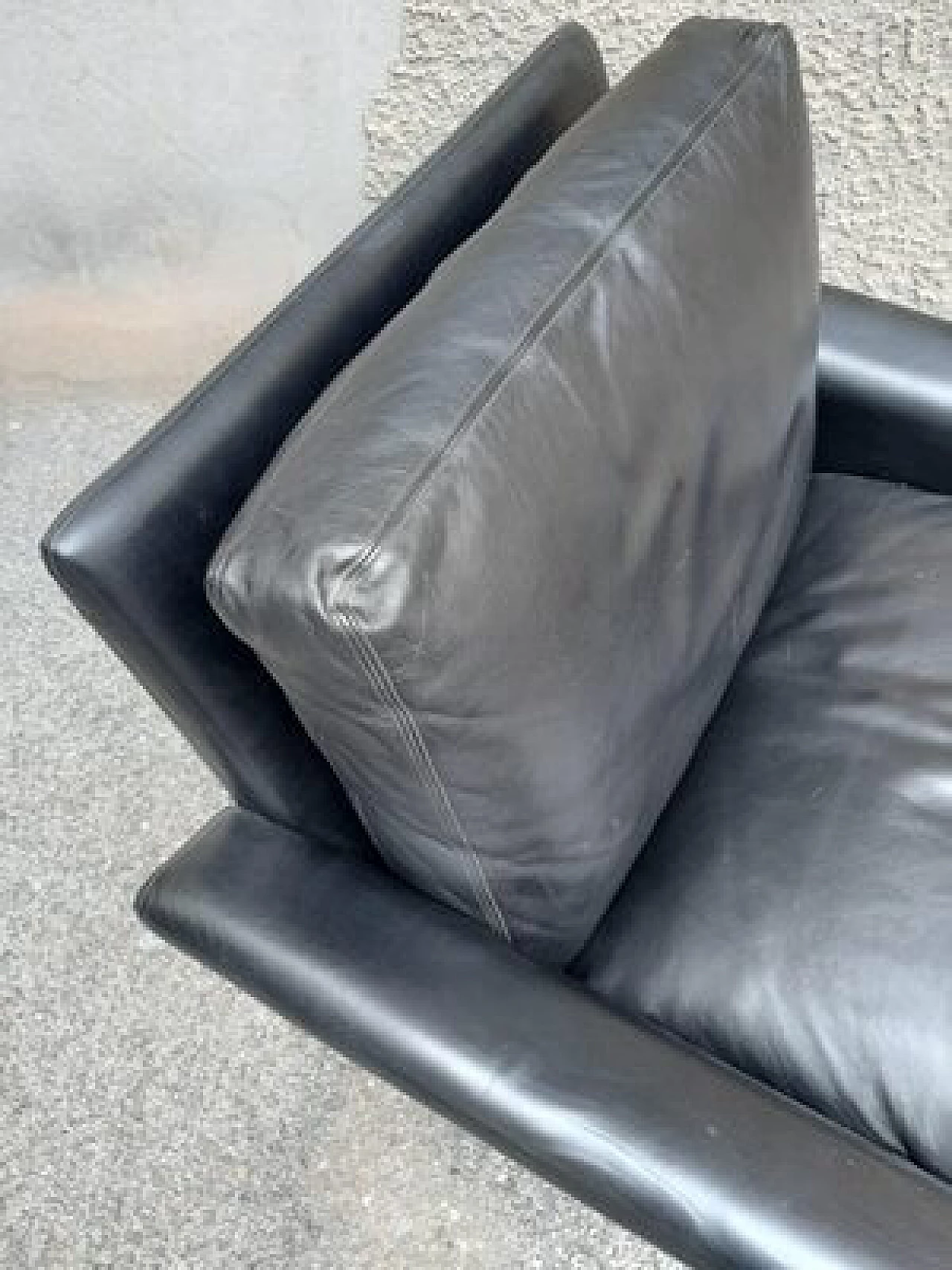 Poltrona in pelle nera di ICF De Padova, anni '70 8