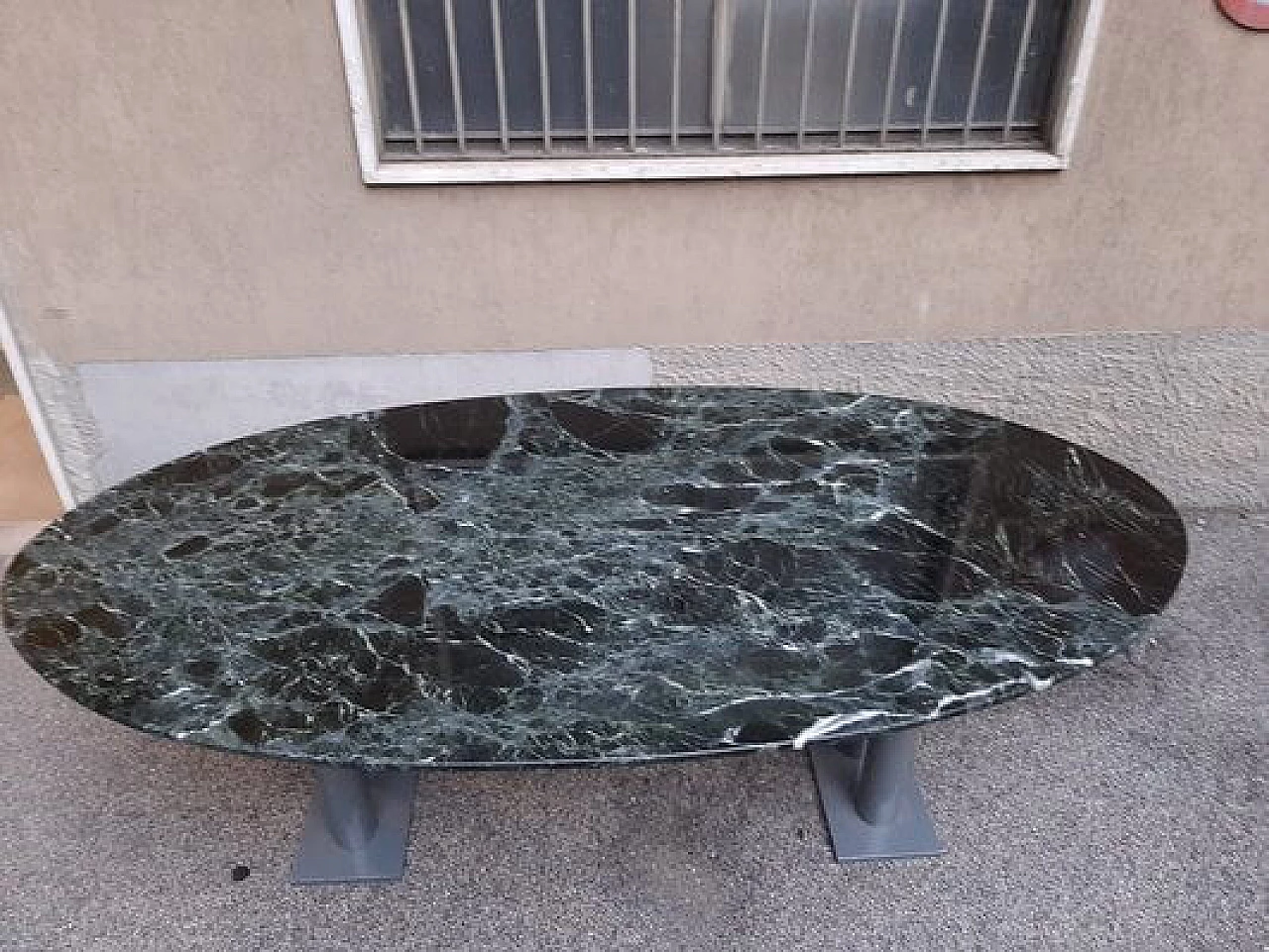 Green marble oval table, 1980s 8