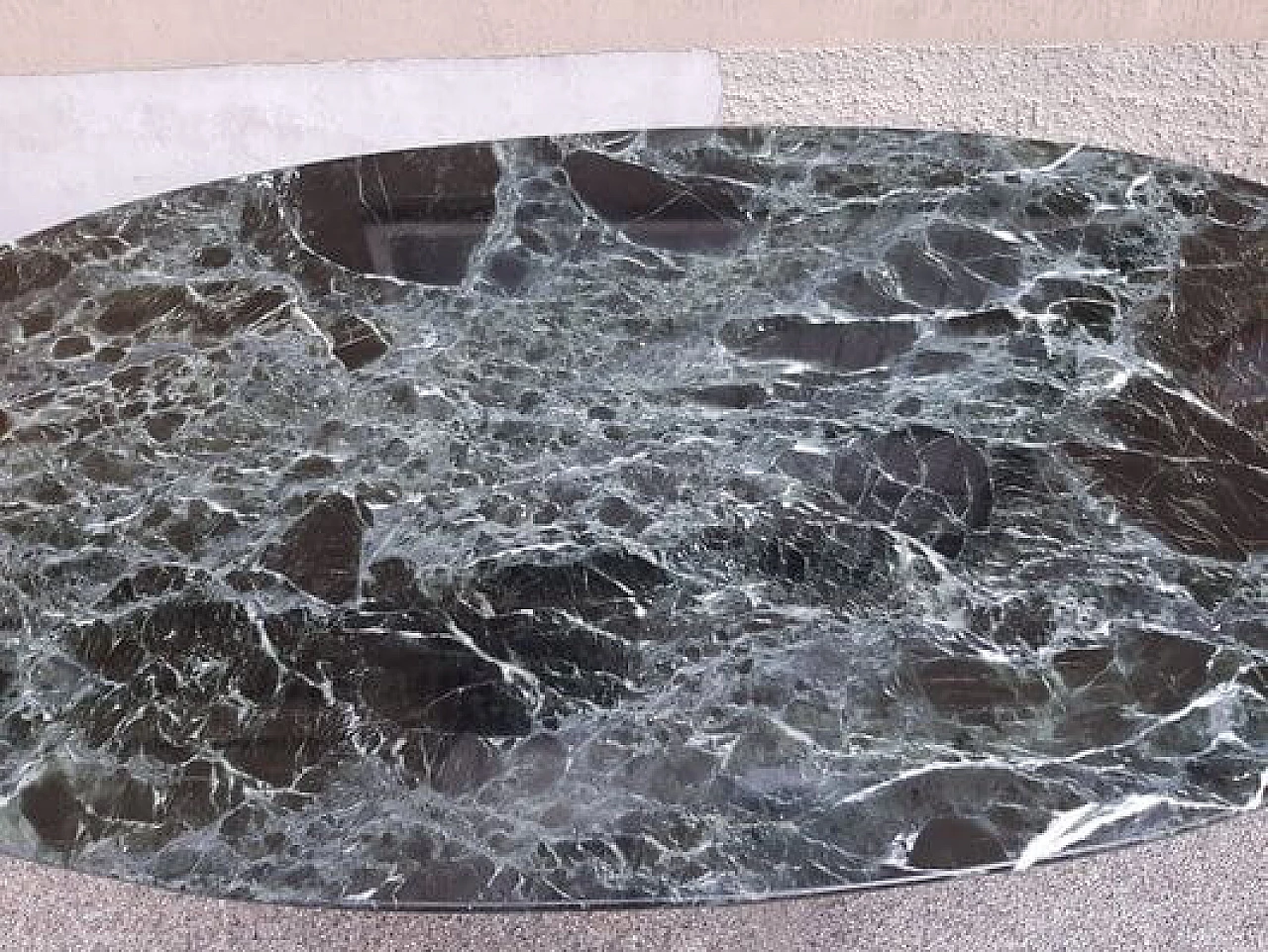 Tavolo ovale in marmo verde, anni '80 9