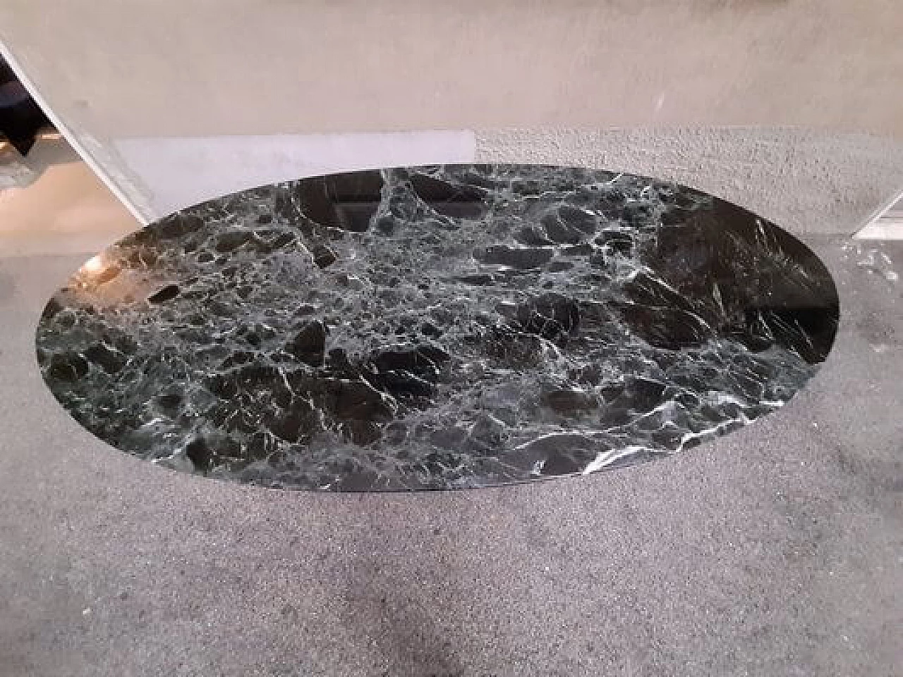 Green marble oval table, 1980s 10