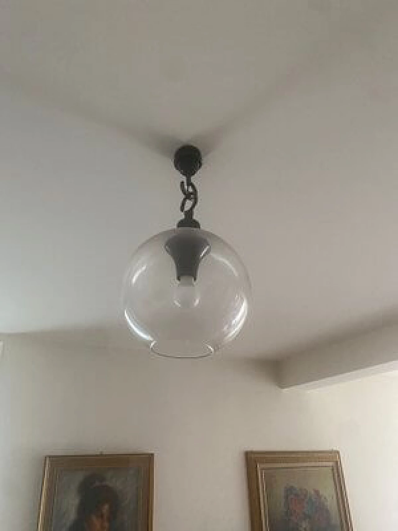 Boccia LS10 pendant lamp with small transparent glass sphere by Luigi Caccia Dominioni for Azucena, 1970s 2