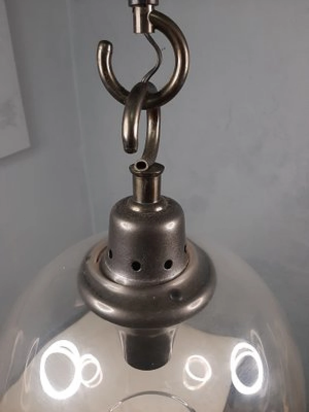 Boccia LS10 pendant lamp with small transparent glass sphere by Luigi Caccia Dominioni for Azucena, 1970s 4
