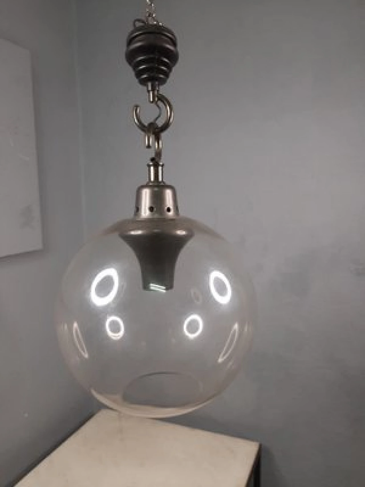Lampada Boccia LS10 con piccola sfera in vetro trasparente di Luigi Caccia Dominioni per Azucena, anni '70 6