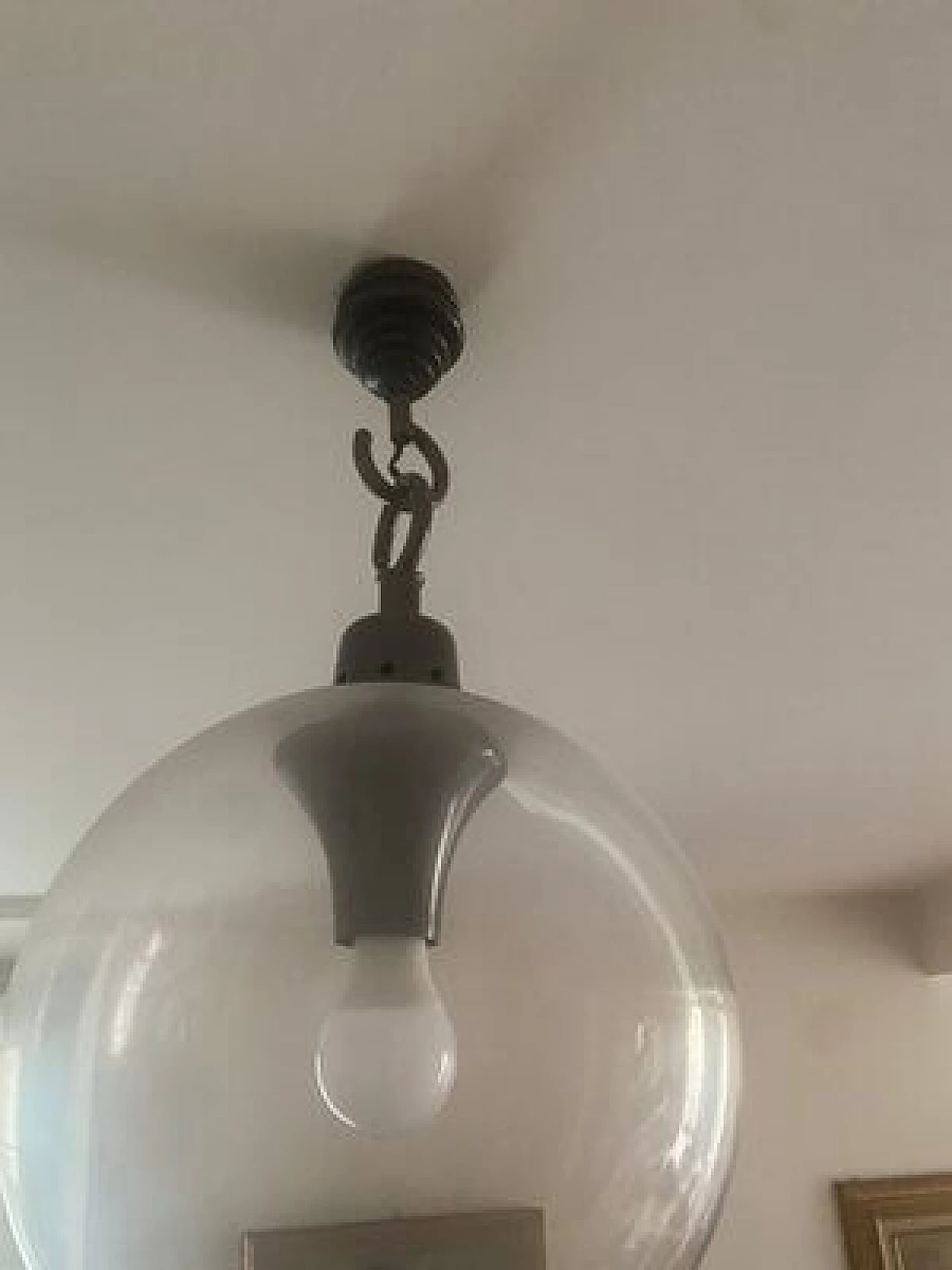 Boccia LS10 pendant lamp with small transparent glass sphere by Luigi Caccia Dominioni for Azucena, 1970s 7