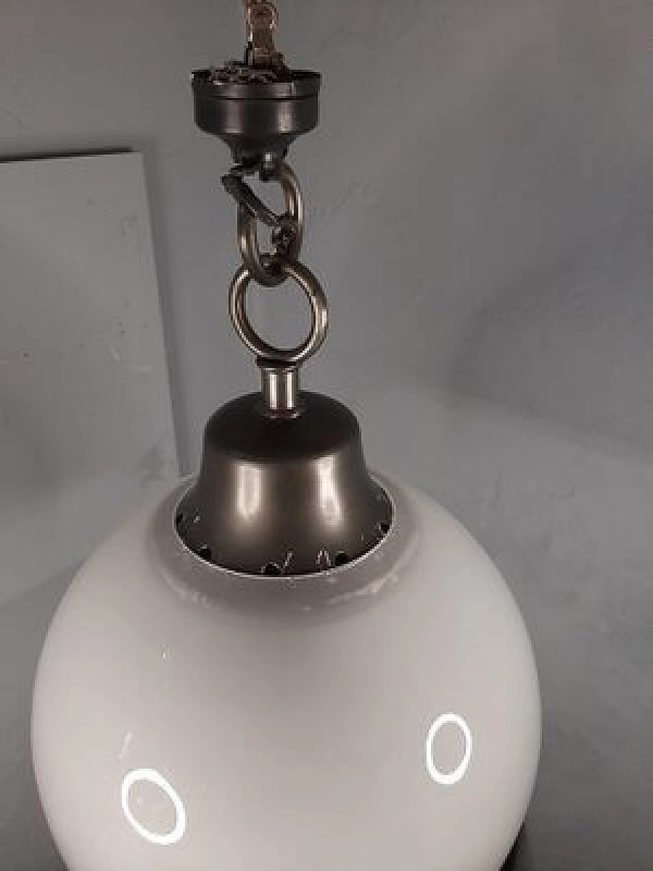 Boccia LS10 pendant lamp with medium glass sandblasted sphere by Luigi Caccia Dominioni for Azucena, 1970s 4