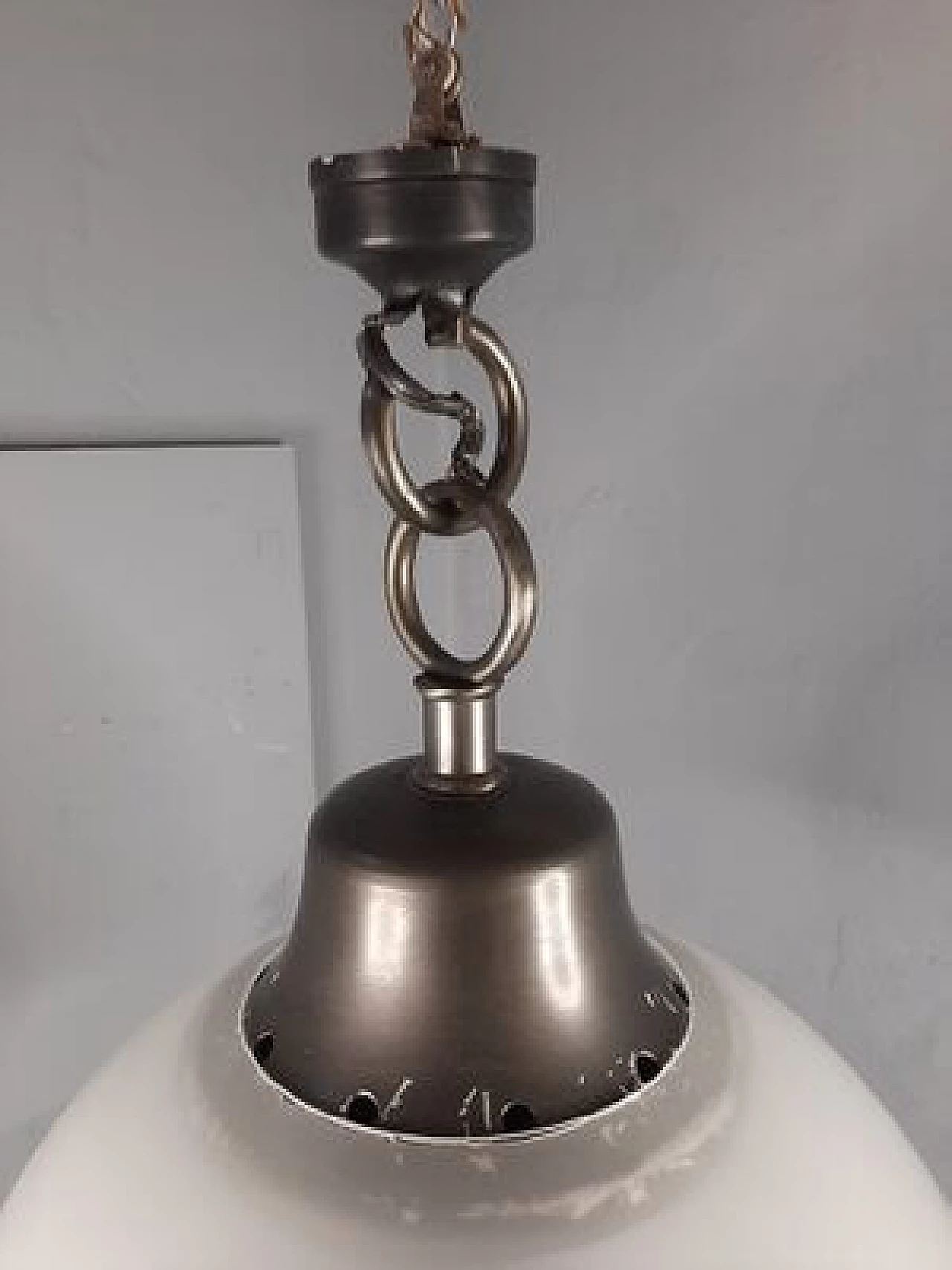 Boccia LS10 pendant lamp with medium glass sandblasted sphere by Luigi Caccia Dominioni for Azucena, 1970s 6