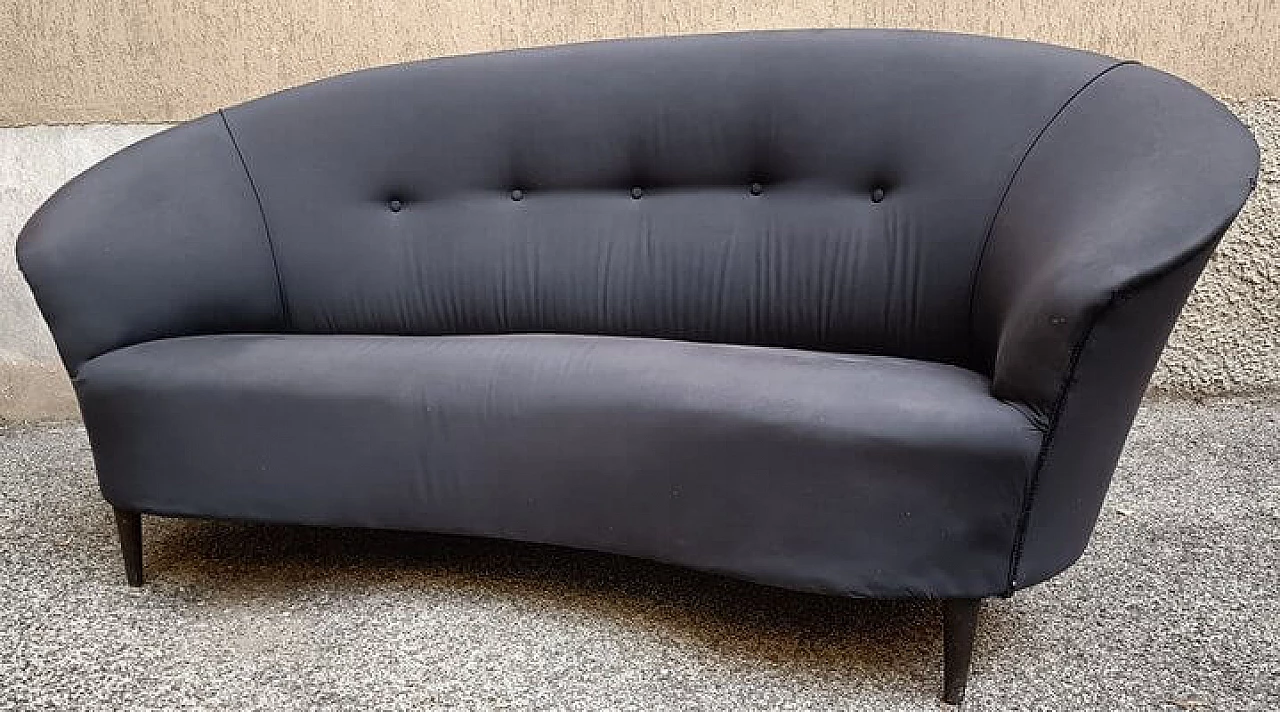 Two-seater gray fabric sofa, 1950s 1