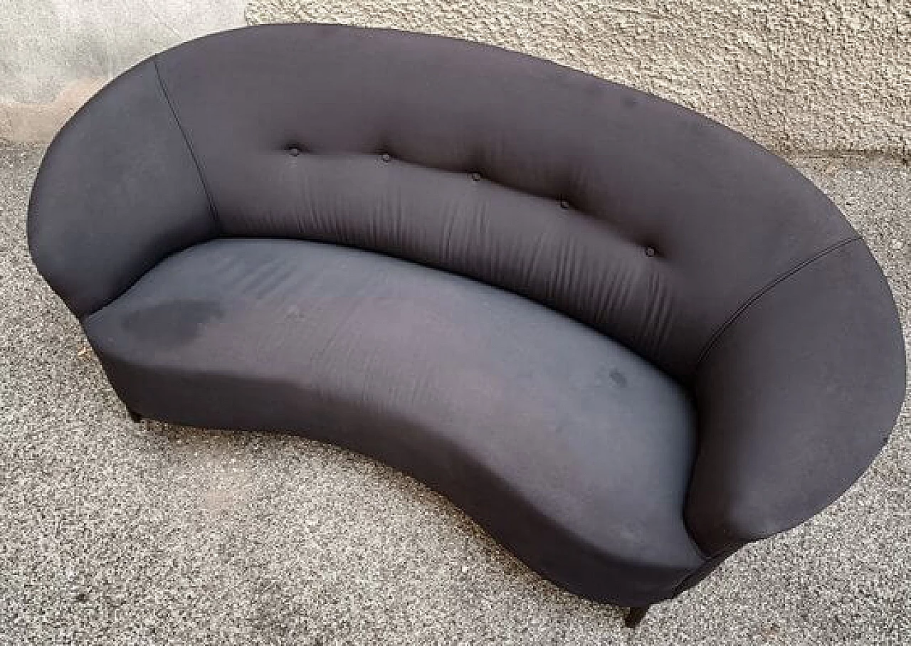 Divano a due posti in tessuto grigio, anni '50 2