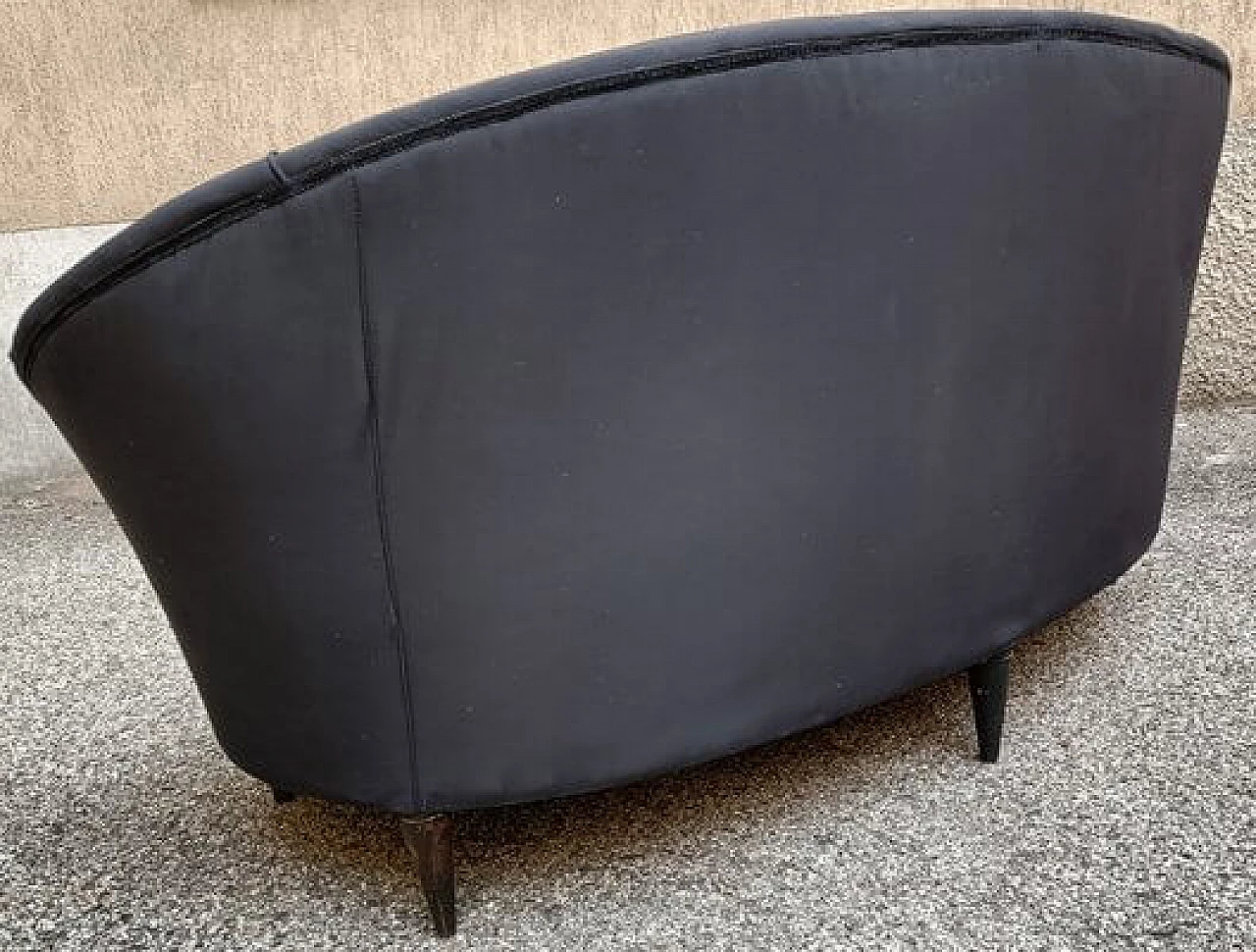 Two-seater gray fabric sofa, 1950s 3