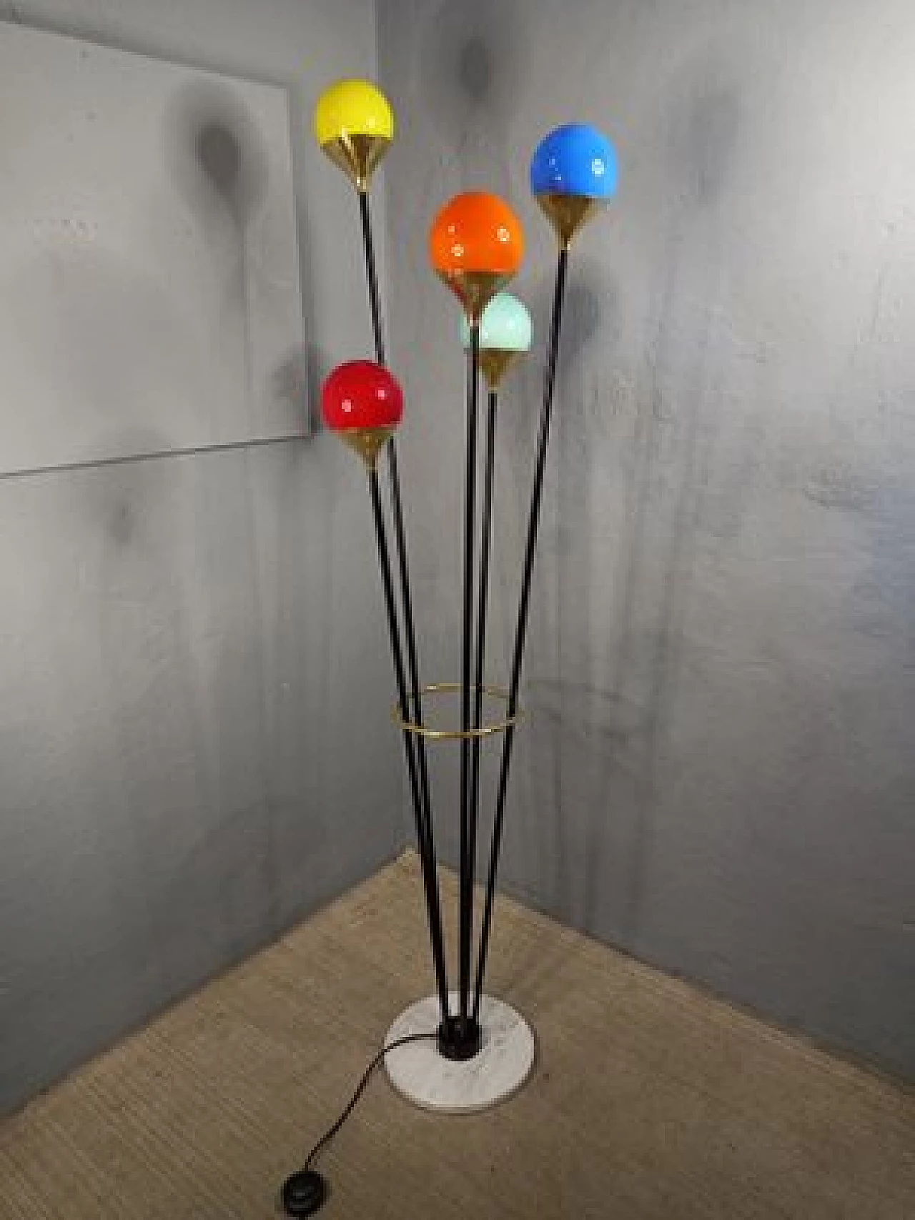 Alberello iron, brass and marble floor lamp by Stilnovo 1