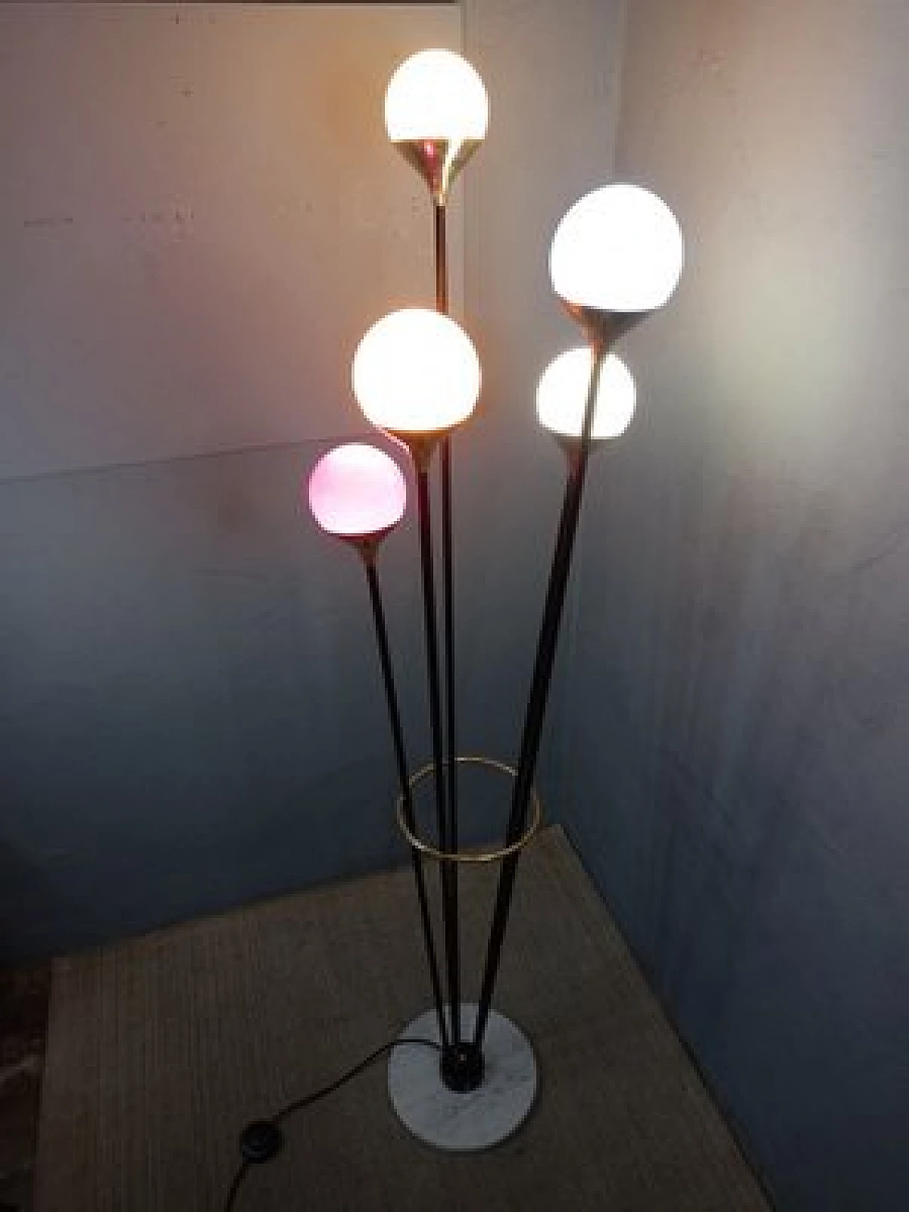 Alberello iron, brass and marble floor lamp by Stilnovo 4