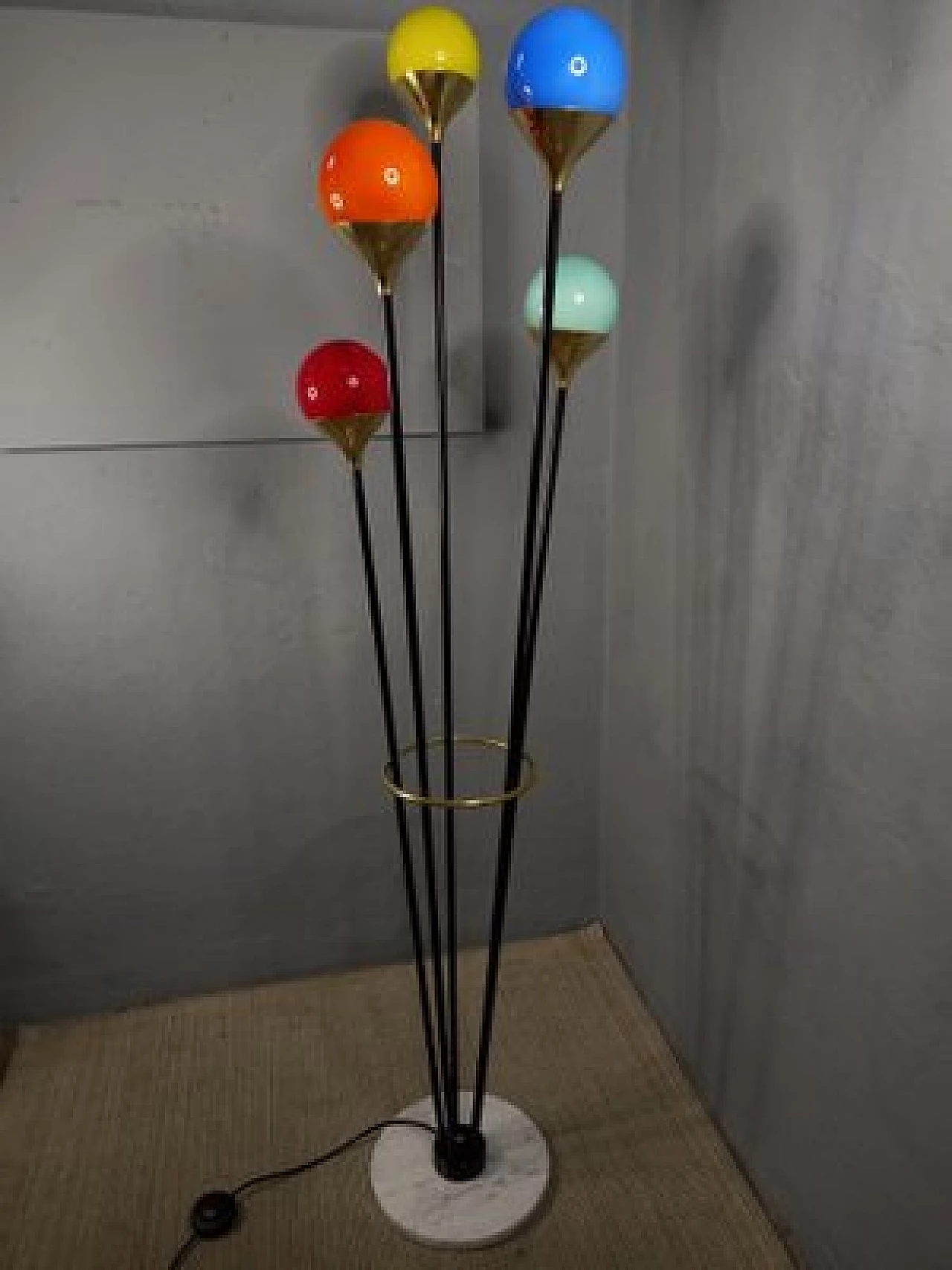Alberello iron, brass and marble floor lamp by Stilnovo 7