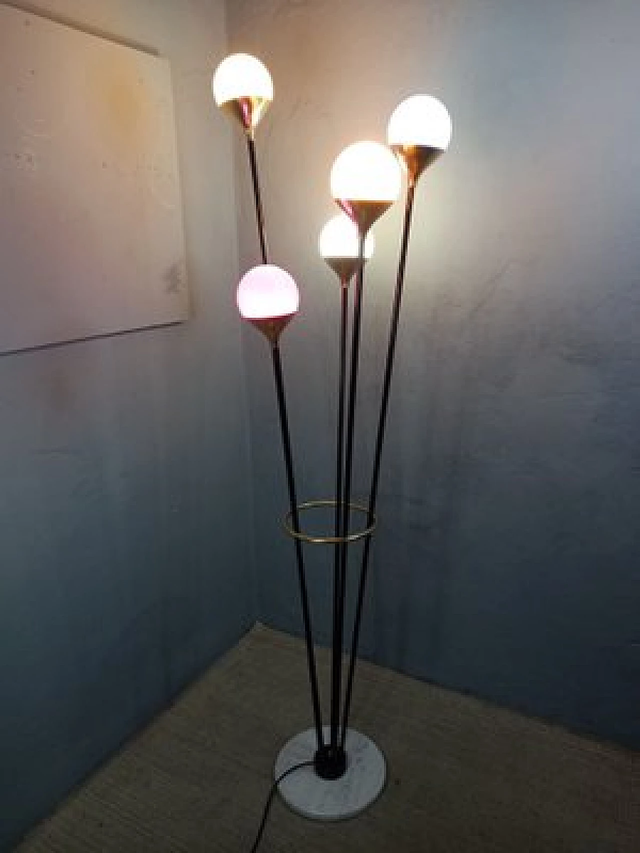 Alberello iron, brass and marble floor lamp by Stilnovo 9