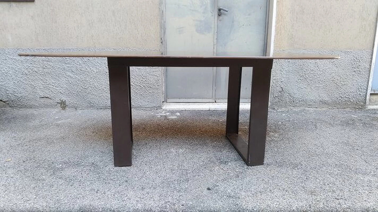Table with iron base and carbon drop top, 1990s 2