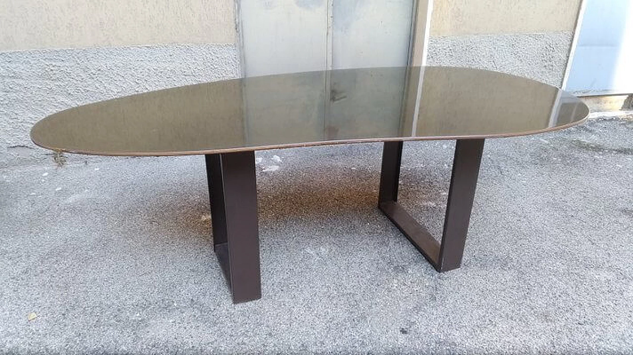 Table with iron base and carbon drop top, 1990s 4