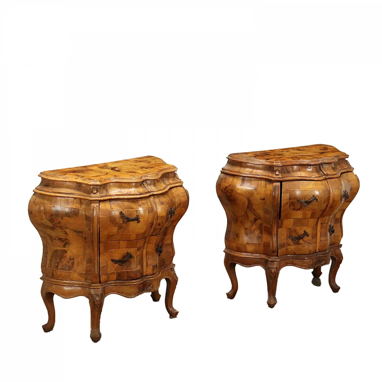 Pair of wooden bedside tables  in Baroque style 1