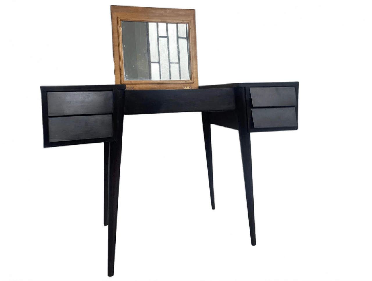 Dressing table in wood with mirror in the style of Gio Ponti, 1950s 1