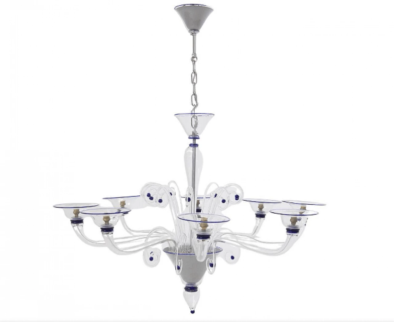 Chandelier in Murano glass with blue elements, 1960s 1