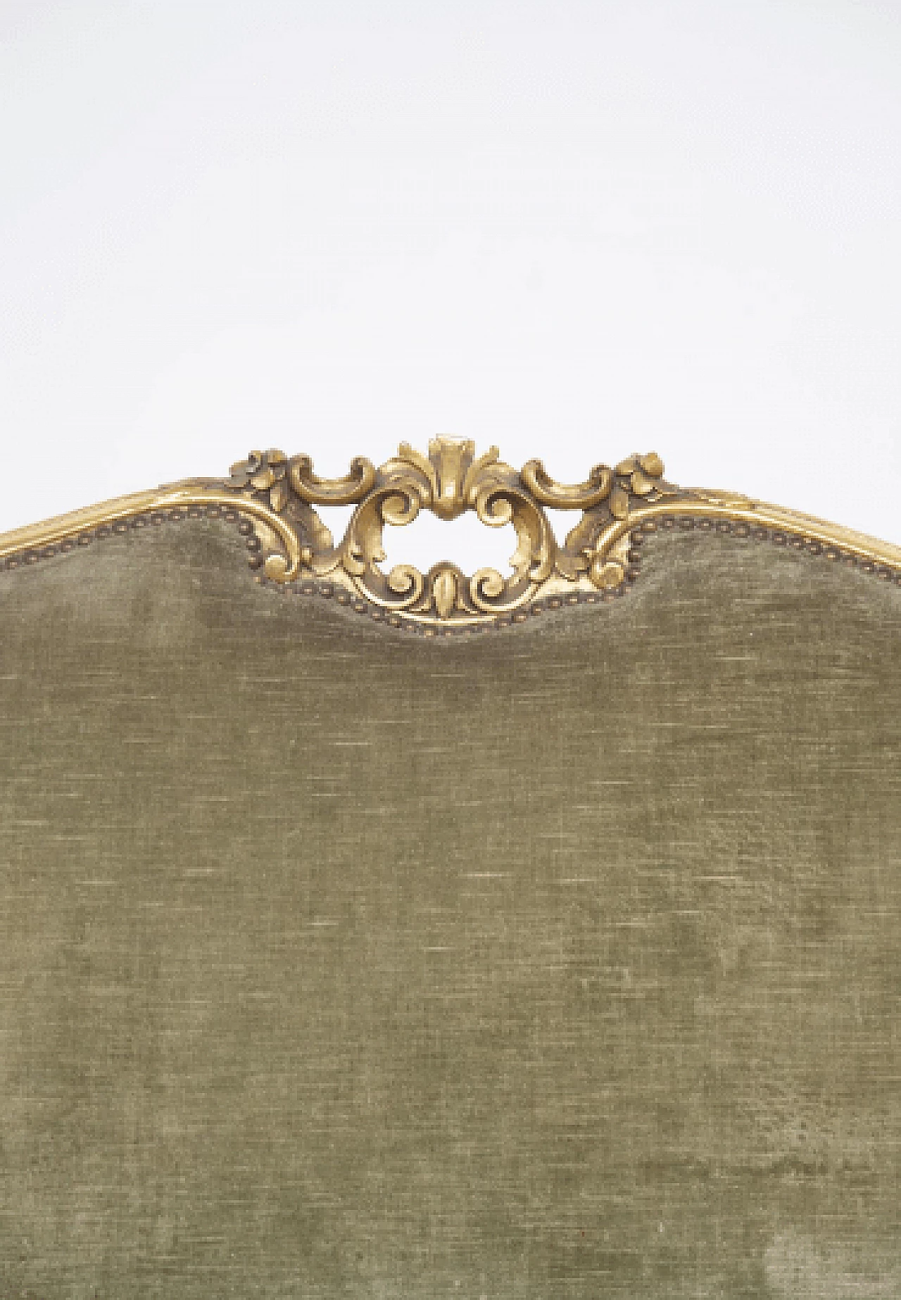 Louis XVI style sofa in gilt wood and green velvet, early 1900s 2