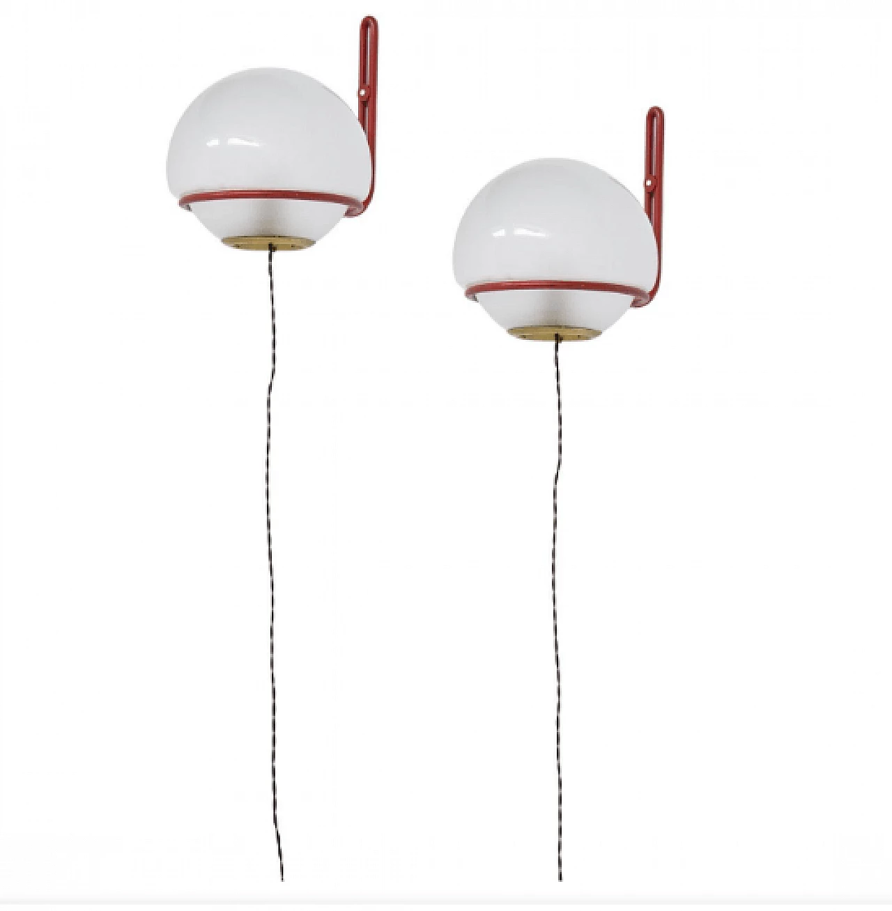 Pair of red basket wall sconces by Gino Sarfatti, 1960s 1
