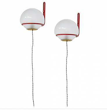 Pair of red basket wall sconces by Gino Sarfatti, 1960s