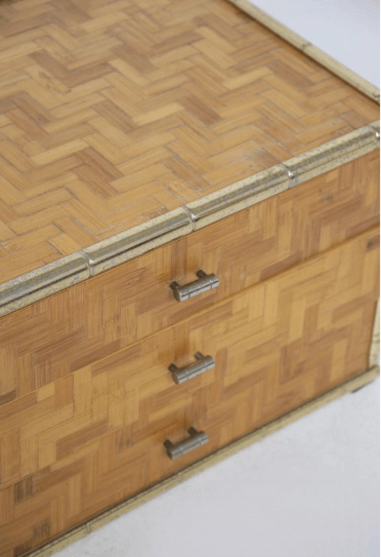 Small dresser in rattan and brass, 1970s 2