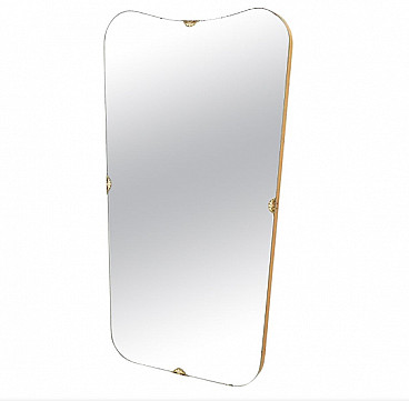 Wall mirror with brass details, 1950s