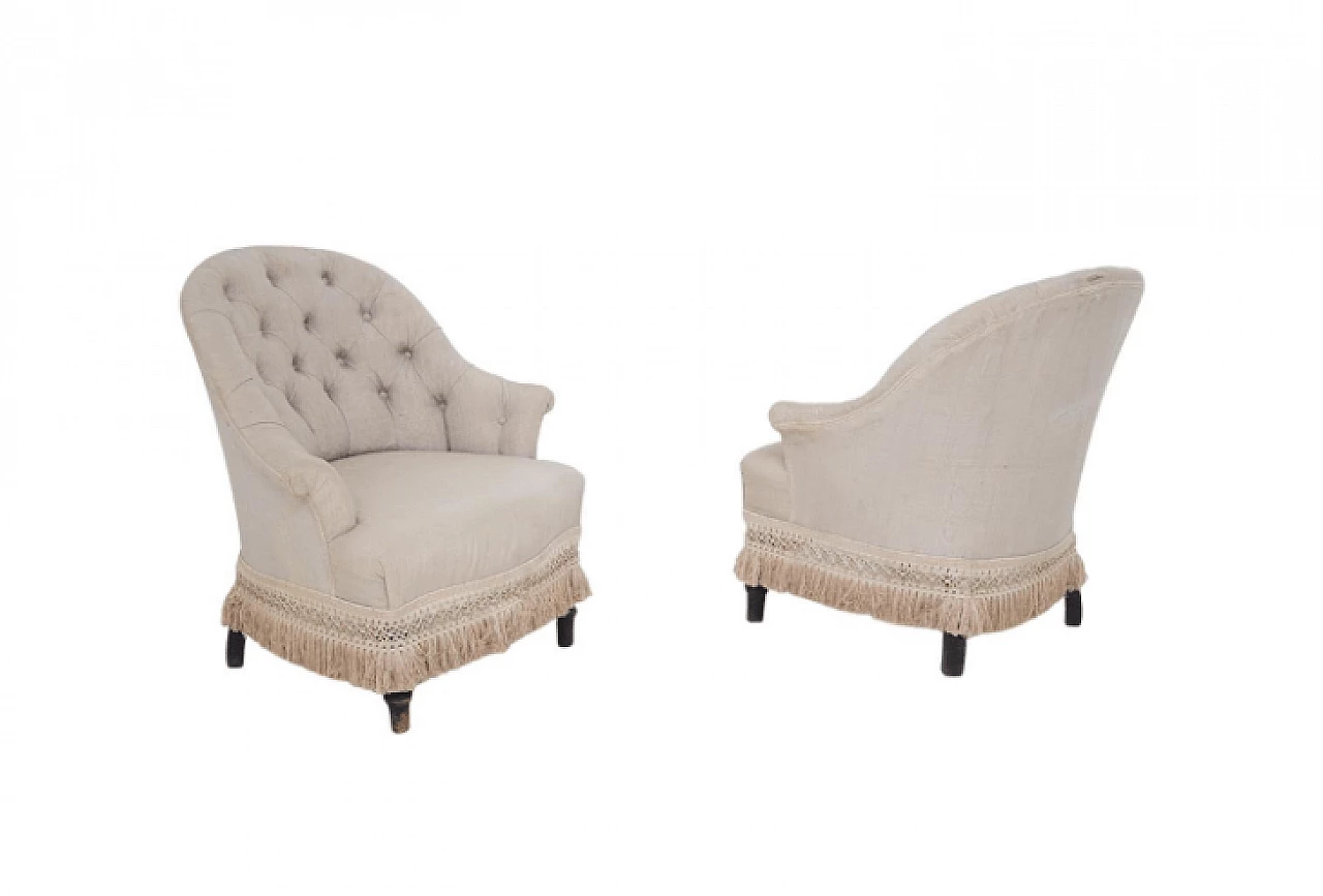 Pair of armchairs in beige fabric, 1950s 1