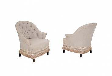 Pair of armchairs in beige fabric, 1950s