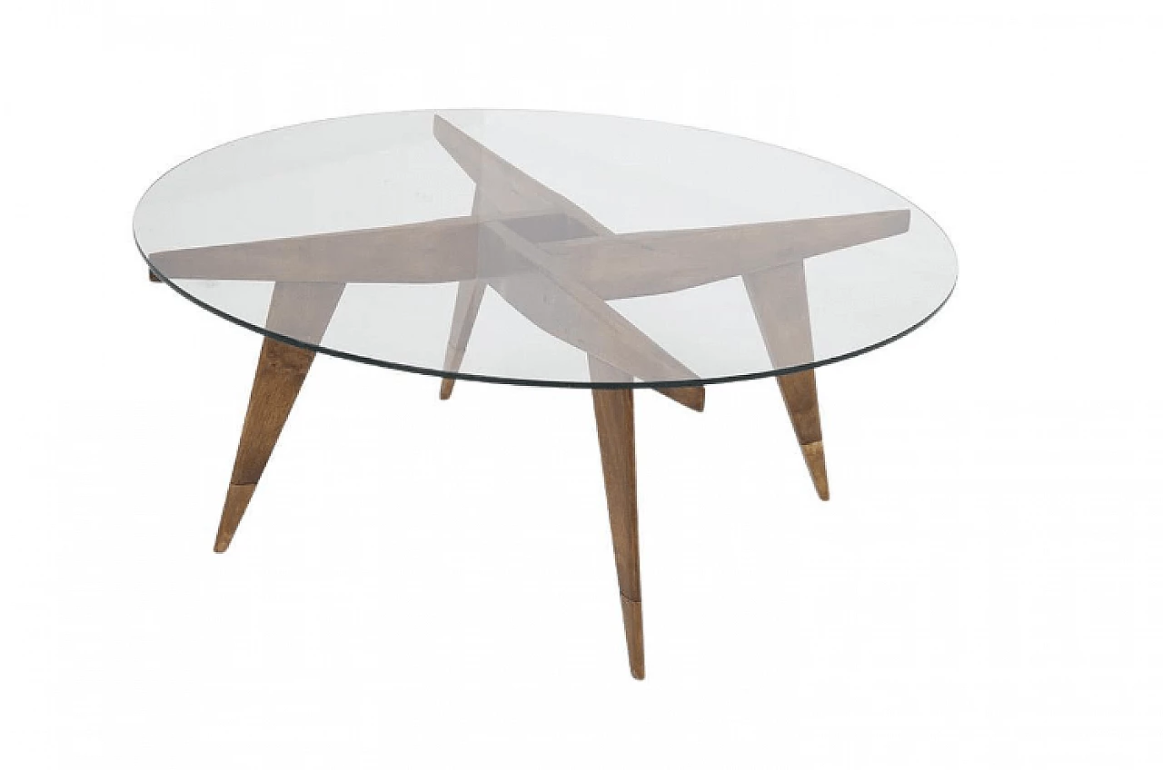 Coffee table in wood and glass by Gio Ponti for Siggeston, 1950s 1