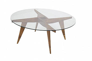 Coffee table in wood and glass by Gio Ponti for Siggeston, 1950s