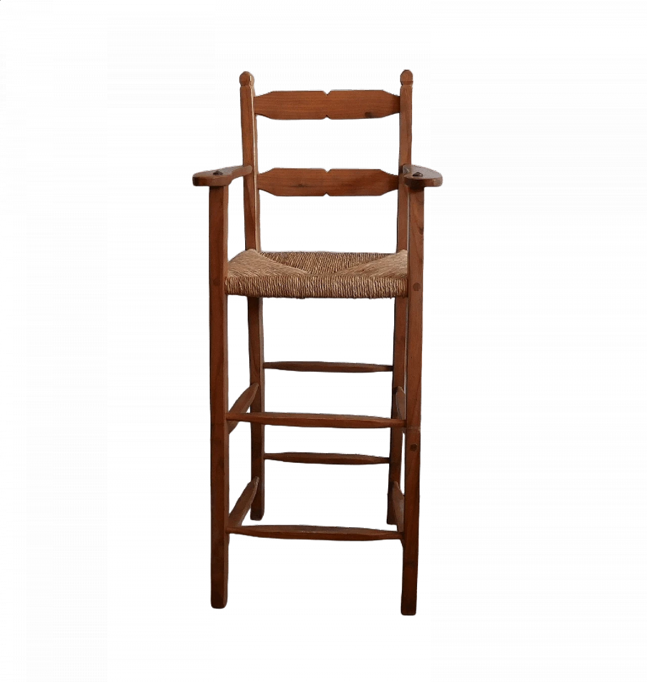 Large high chair in wood with armrests, 1940s 11