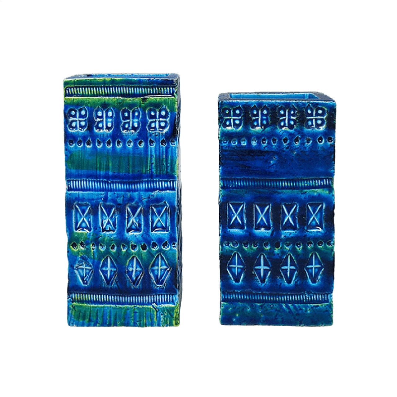 Pair of Blu Rimini vases in ceramic by Aldo Londi for Bitossi, 1960s 12