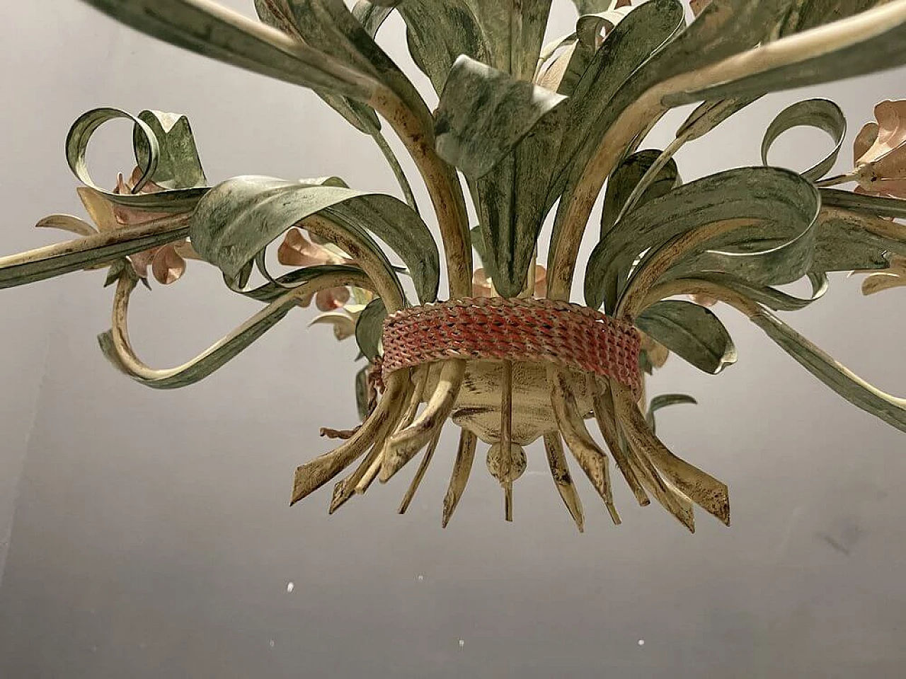 Flower chandelier  in ceramic with 8 lights, 1970s 6