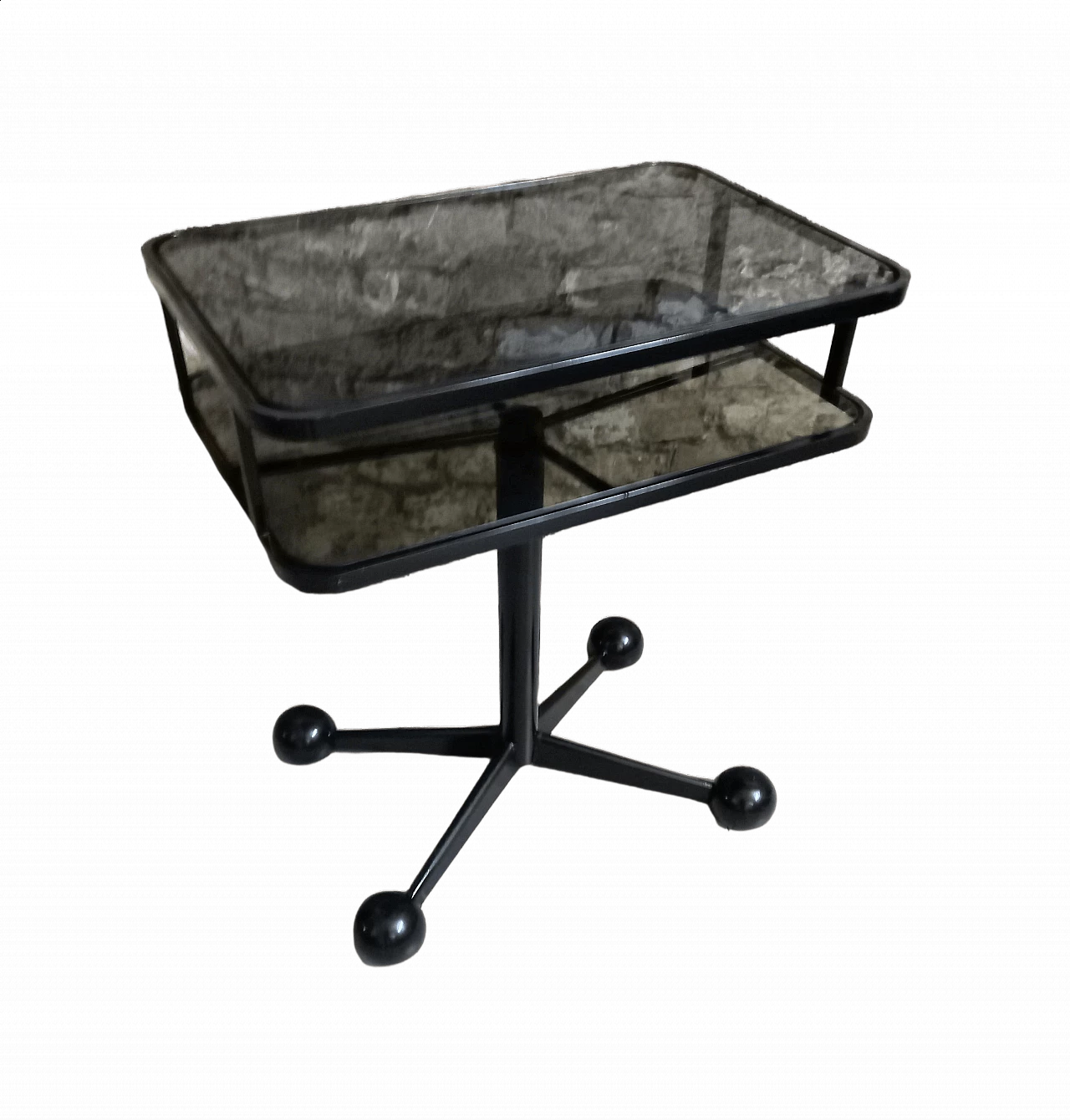 Coffee table in metal with double glass top by Allegri, 1980s 7