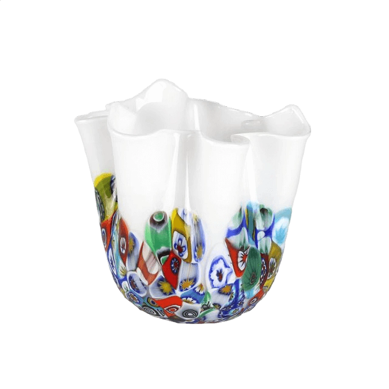 Vaso Fazzoletto con murrine in vetro di Murano 5
