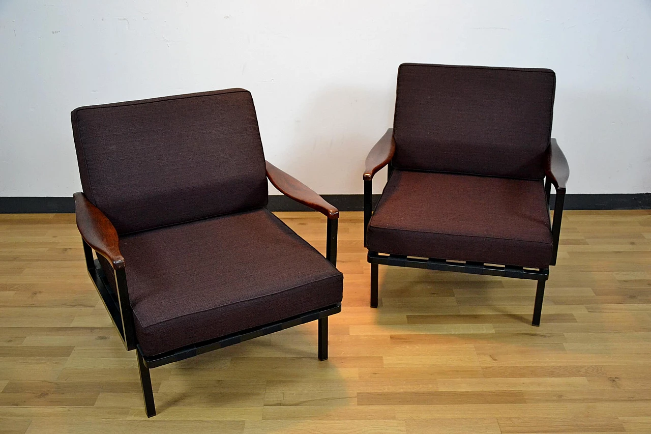 Pair of P24 armchairs in rosewood by Osvaldo Borsani for Tecno, 1960s 1