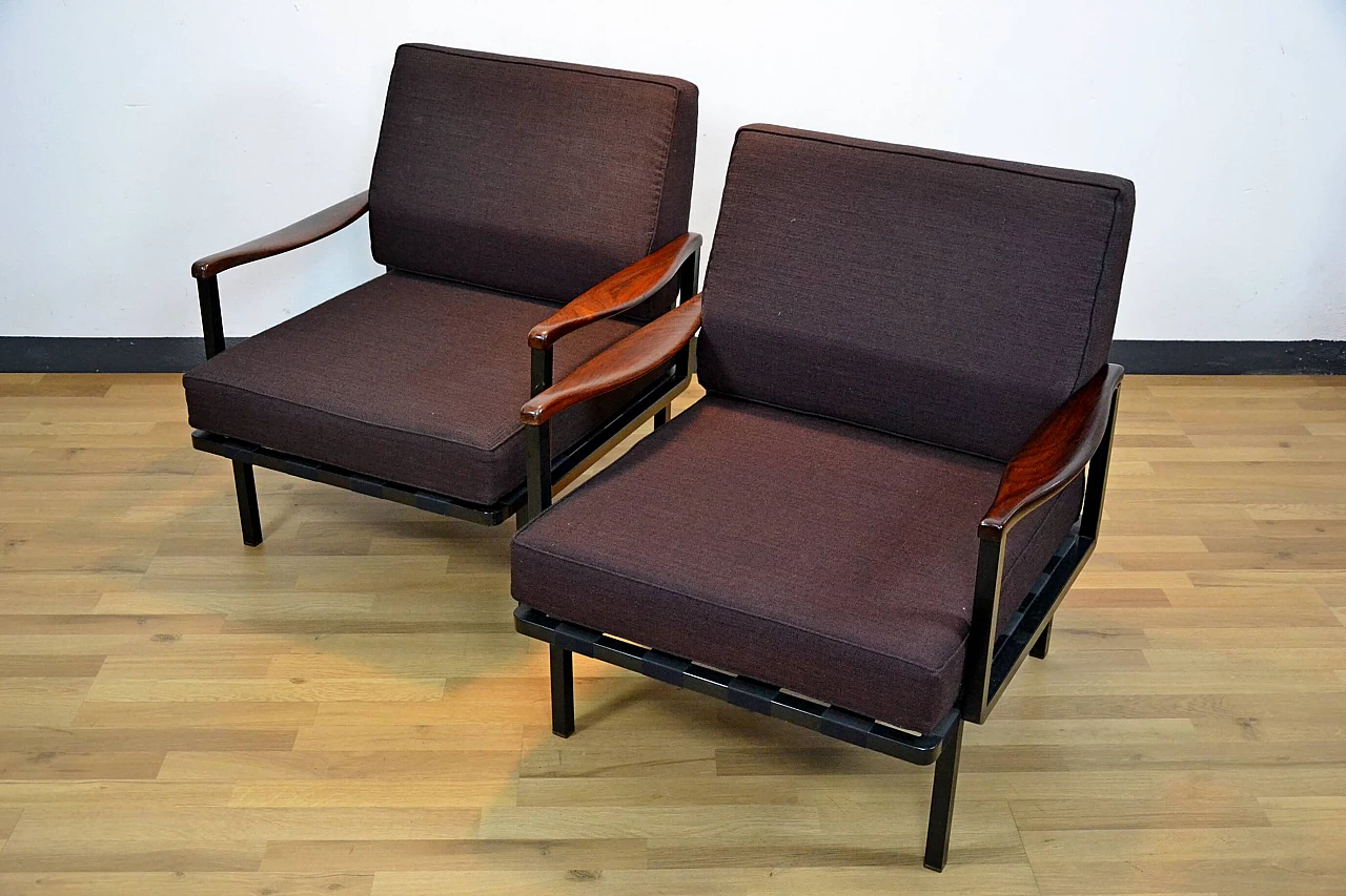 Pair of P24 armchairs in rosewood by Osvaldo Borsani for Tecno, 1960s 2