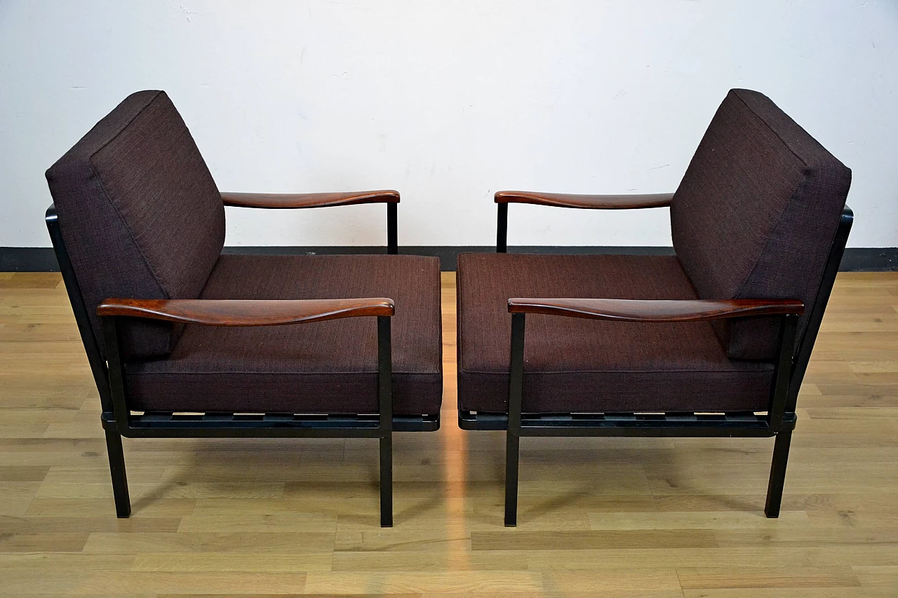 Pair of P24 armchairs in rosewood by Osvaldo Borsani for Tecno, 1960s 3